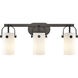 Pilaster II Cylinder 3 Light 24.88 inch Matte Black Bath Vanity Light Wall Light in Matte White Glass