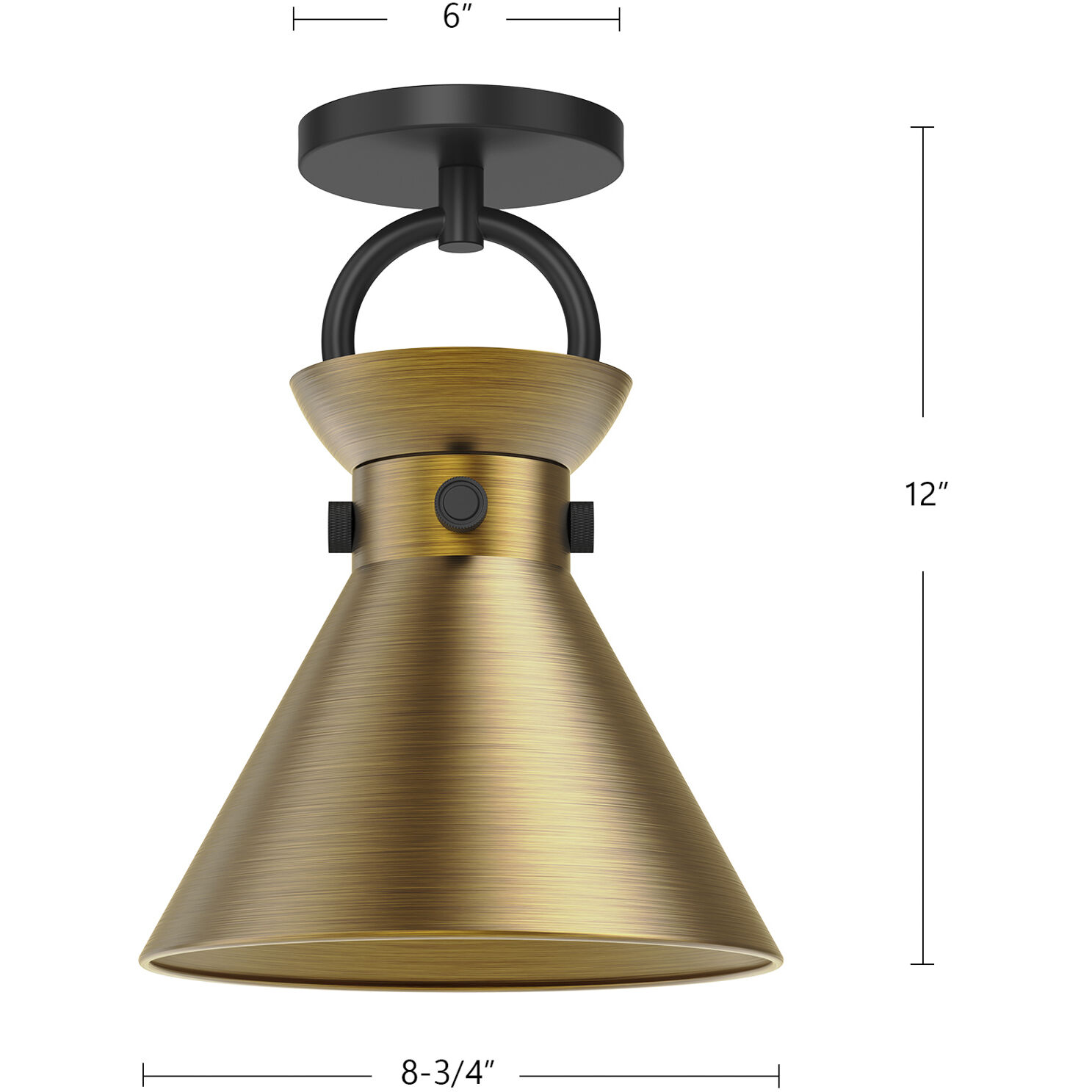 Alora Mood Emerson 1 Light 8.75 inch Aged Gold Semi-Flush Mount Ceiling Light