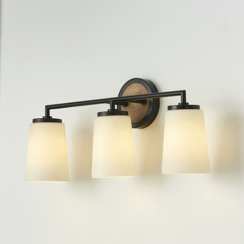Jonah 3 Light 23.5 inch Light Wood and Matte Black Vanity Light Wall Light
