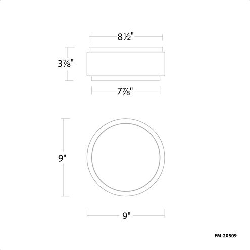 Salvo LED 9 inch White and Aged Brass Flush Mount Ceiling Light in 3000K, White/Aged Brass, dweLED