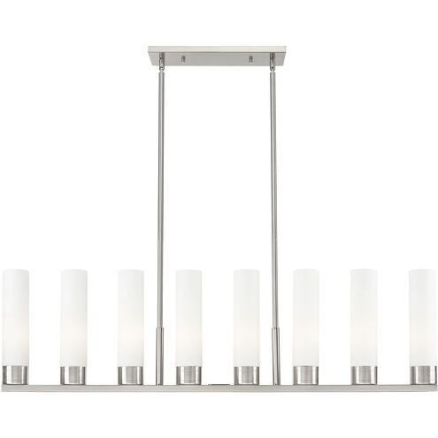 Boreas Island Light Ceiling Light in Satin Nickel, White Glass