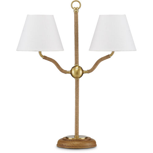 Sirocco 22.25 inch 40 watt Natural and Antique Brass Desk Lamp Portable Light