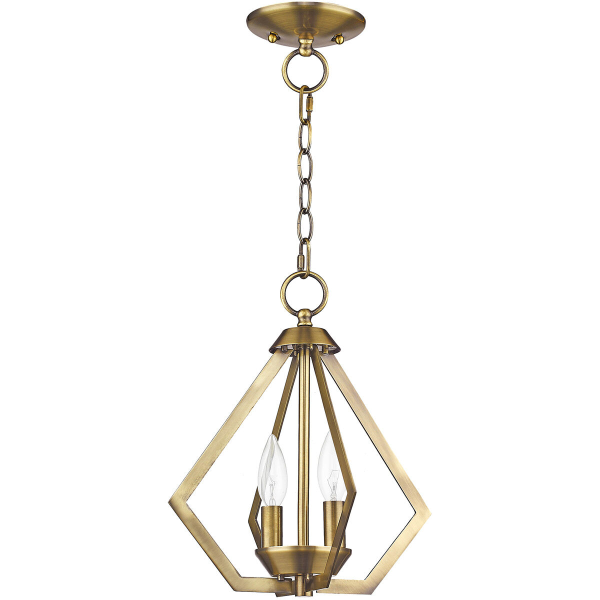 Prism 2 Light 11.25 inch Antique Brass Convertible Mini Chandelier/Ceiling Mount Ceiling Light
