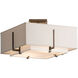 Exos 2 Light 16.6 inch Dark Smoke Semi-Flush Ceiling Light in Natural Anna/Flax, Small