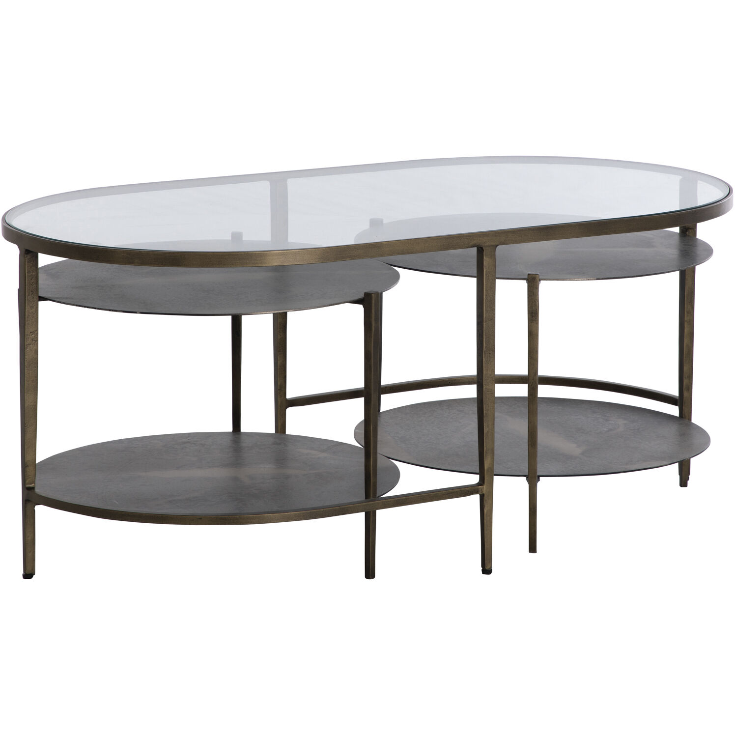 Northampton 42.5 X 23.5 inch Forged Champagne and Mercury Silver Metal with Tempered Glass Coffee Table