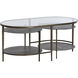 Northampton 42.5 X 23.5 inch Forged Champagne and Mercury Silver Metal with Tempered Glass Coffee Table