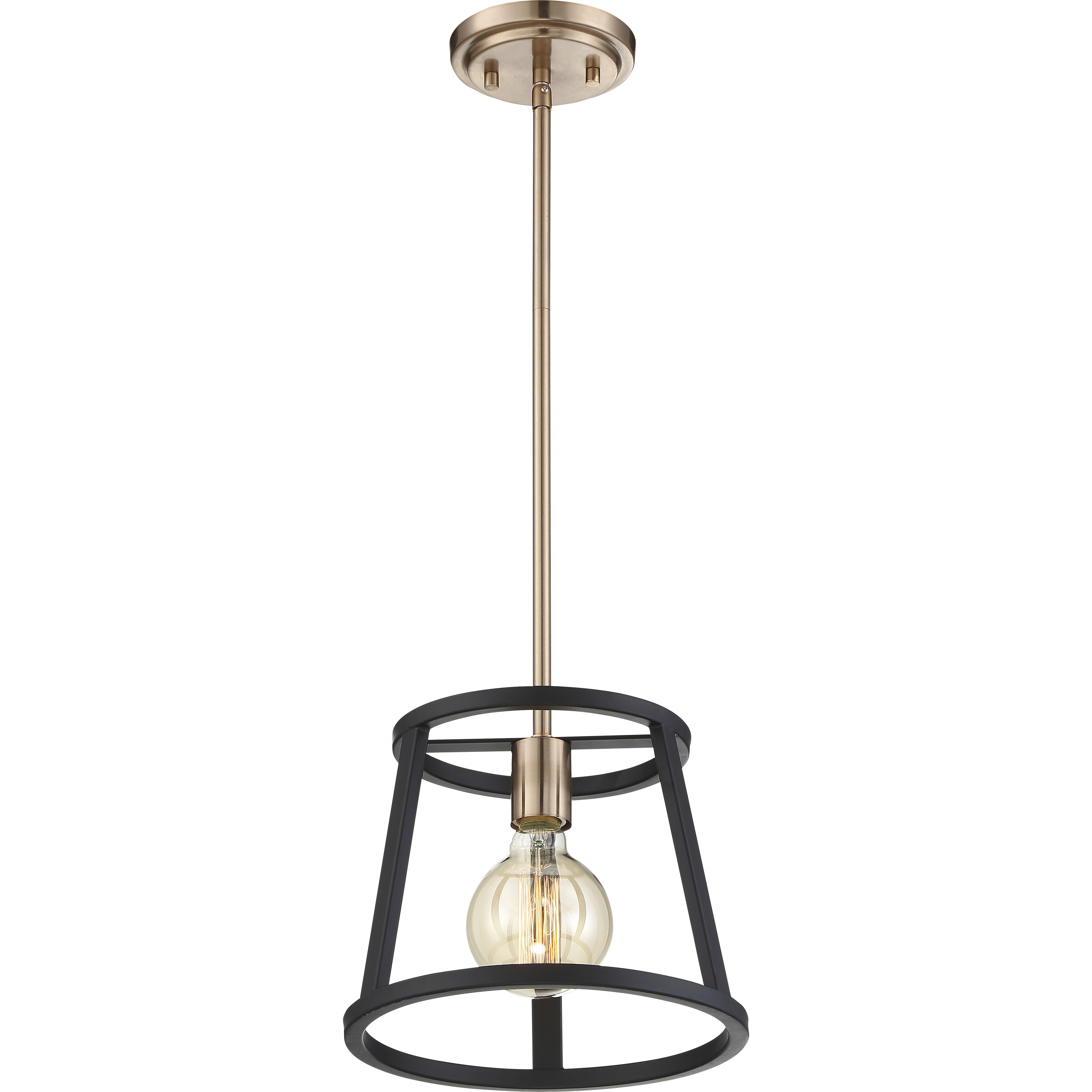 Chassis 1 Light 10 inch Copper Brushed Brass and Matte Black Mini Pendant Ceiling Light
