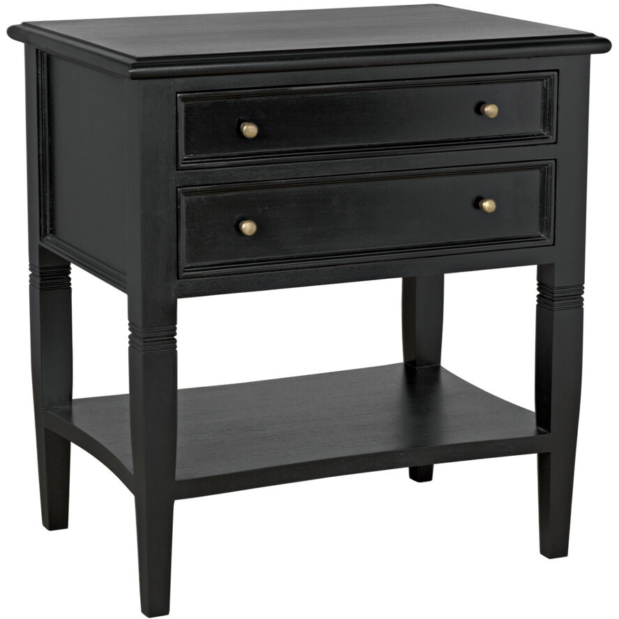 Oxford 30 X 28 inch Hand Rubbed Black Side Table, 2 Drawer