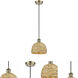 Woven Rattan 1 Light 8 inch Antique Brass Pendant Ceiling Light