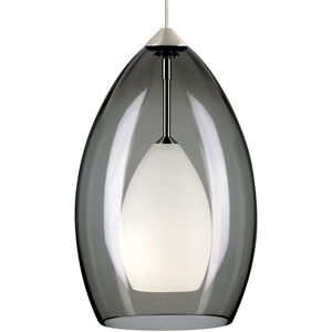 Fire 1 Light 12 Chrome Low-Voltage Pendant Ceiling Light in FreeJack, Smoke Glass