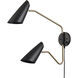 Stanley 20 inch 60 watt Matte Black with Brushed Gold Swingarm Sconce Wall Light