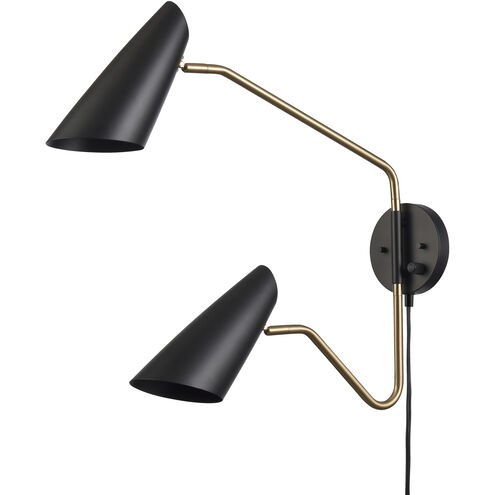 Stanley 20 inch 60 watt Matte Black with Brushed Gold Swingarm Sconce Wall Light