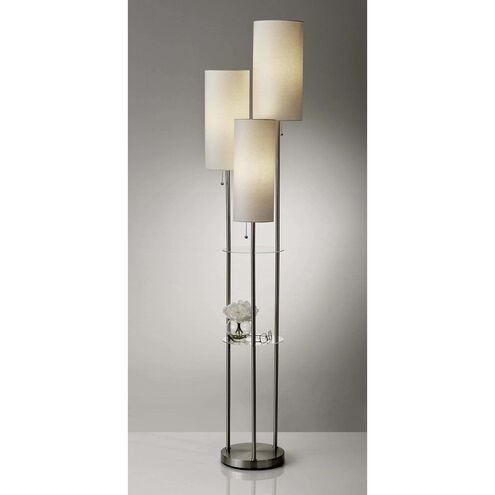 Trio 67.75 inch 40 watt Brushed Steel Floor Lamp Portable Light in White Linen