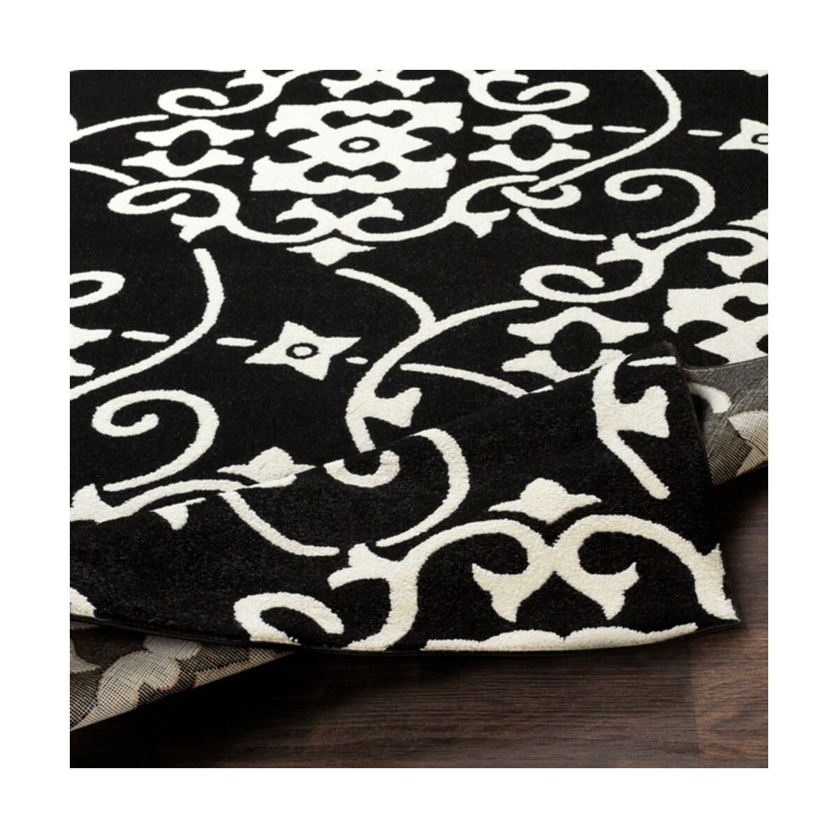 Horizon 94.49 X 94.49 inch Black/Cream Machine Woven Rug, Round