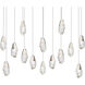 Beyond Martini LED 9.5 inch Polished Nickel Multi-Light Pendant Ceiling Light in Optic Haze, Linear Canopy