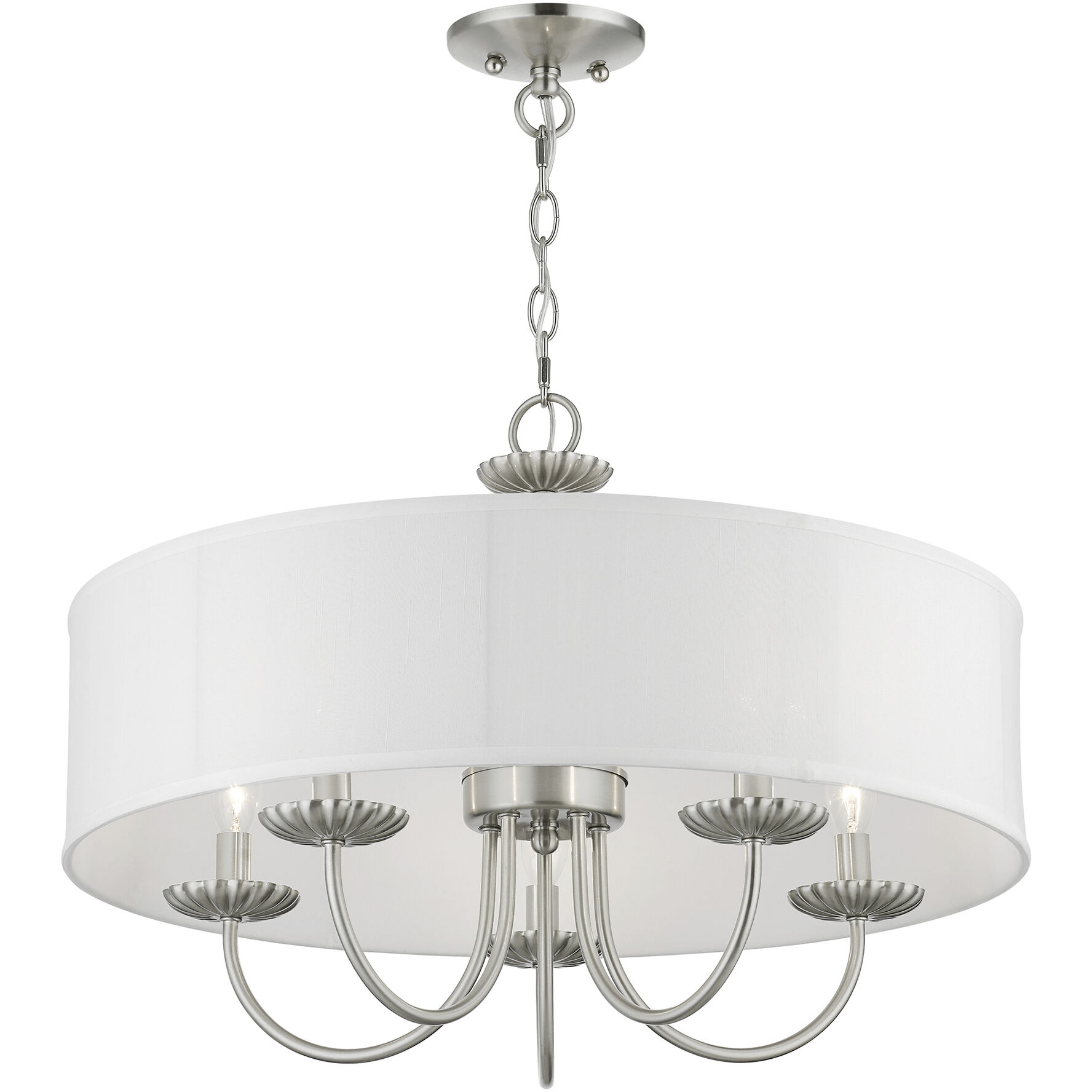 Brookdale 5 Light 23 inch Brushed Nickel Pendant Chandelier Ceiling Light