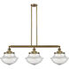 Franklin Restoration Large Oxford LED 42 inch Brushed Brass Island Light Ceiling Light in Seedy Glass, Franklin Restoration