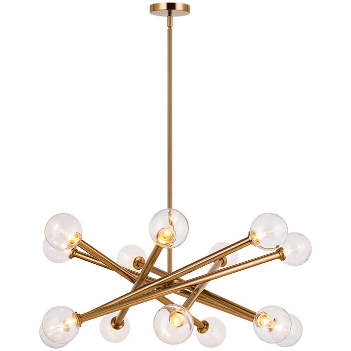 Matchstix 14 Light 39 inch Aged Gold Brass Pendant Ceiling Light in Aged Gold Brass and Clear
