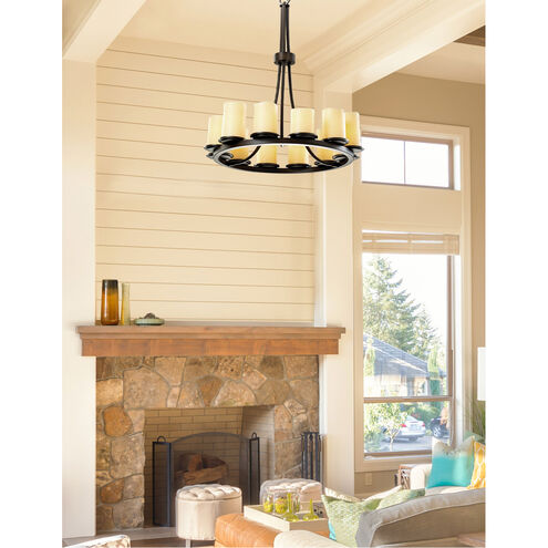 Candlearia 12 Light 28 inch Dark Bronze Chandelier Ceiling Light in Cream (CandleAria), Cylinder with Melted Rim, Incandescent
