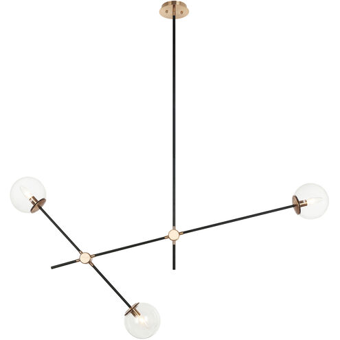 Cosmic 3 Light 50 inch Aged Gold Brass Pendant Ceiling Light