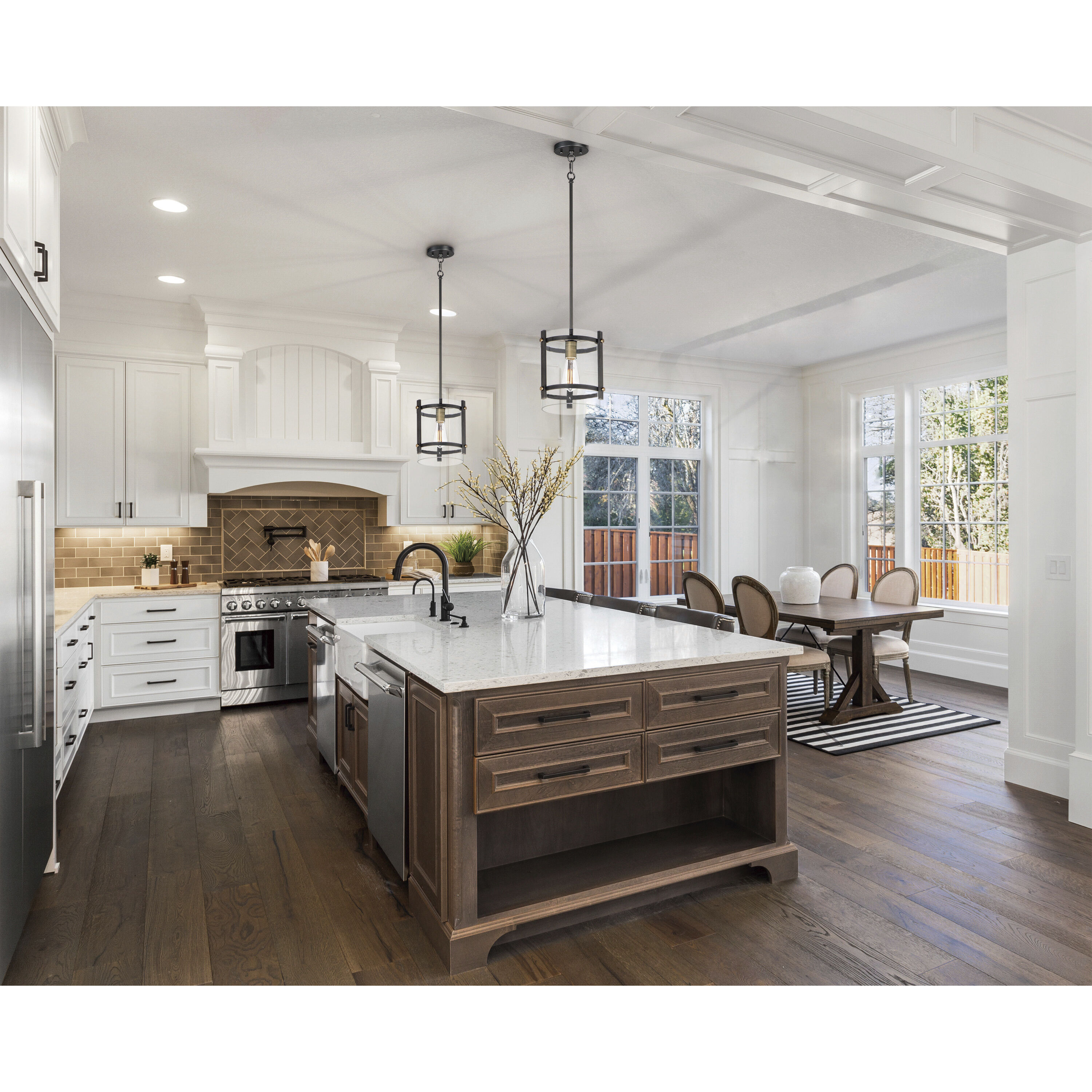 Capitol 1 Light 10 inch Black/Antique Brass Single Pendant Ceiling Light