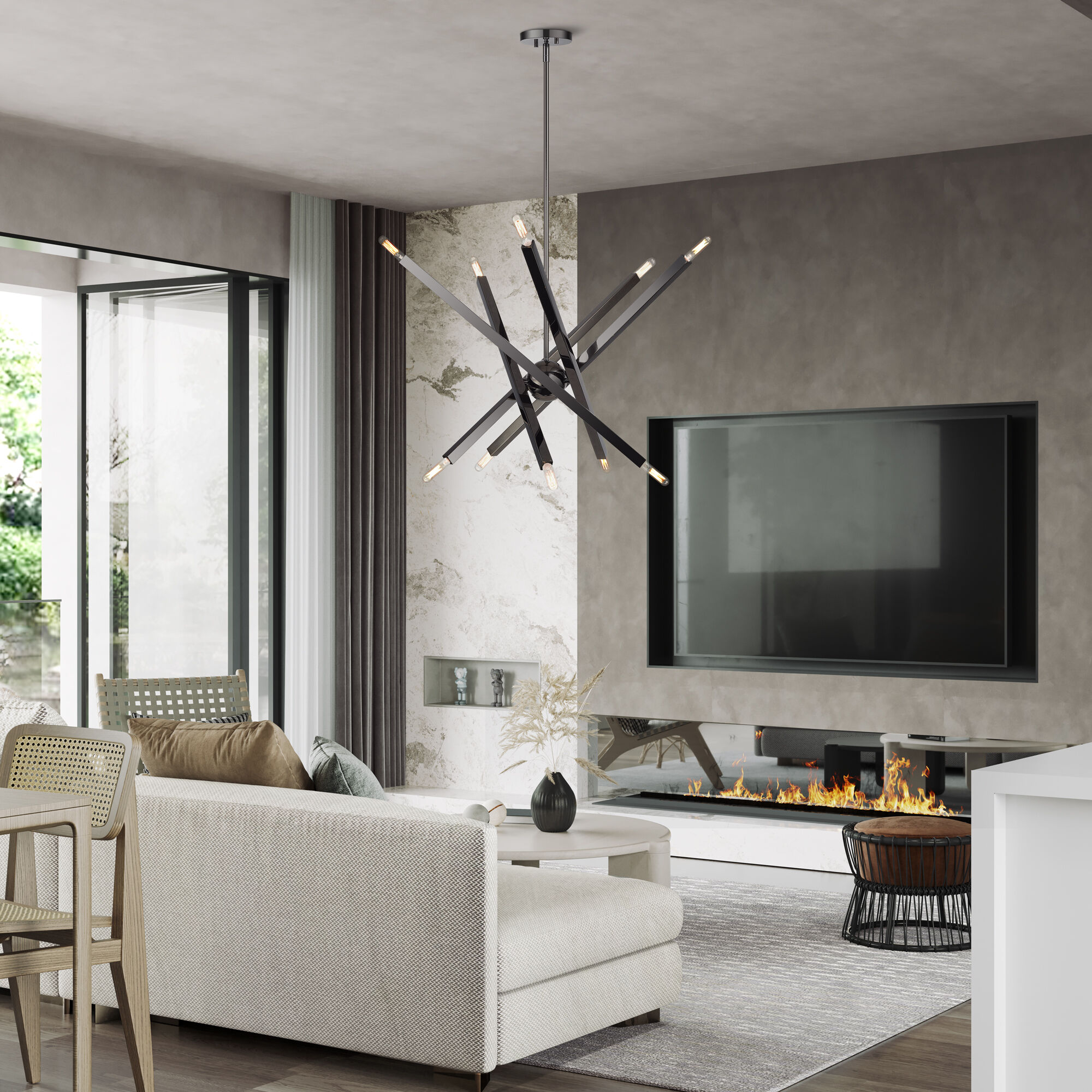 Monaco 10 Light 32 inch Black Chrome Chandelier Ceiling Light