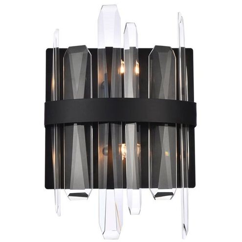 Serena 2 Light 8 inch Black Bath Sconce Wall Light