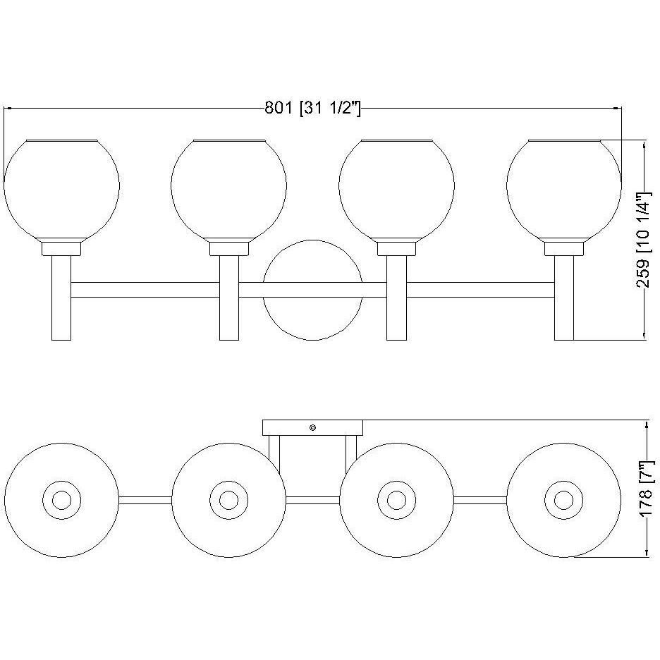 Sutton 4 Light 31.5 inch Brushed Nickel Vanity Wall Light