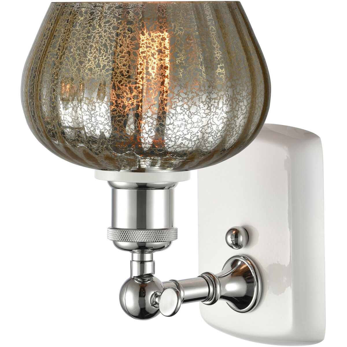Ballston Fenton LED 7 inch White and Polished Chrome Sconce Wall Light in Mercury Glass, Ballston