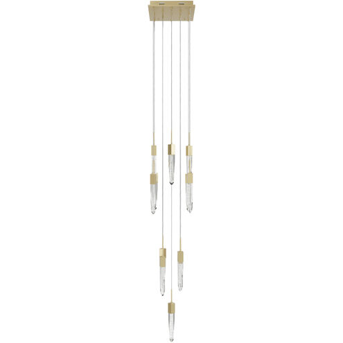 Aspen LED 20 inch Brushed Brass Multi Port Pendant Ceiling Light in Bubbled