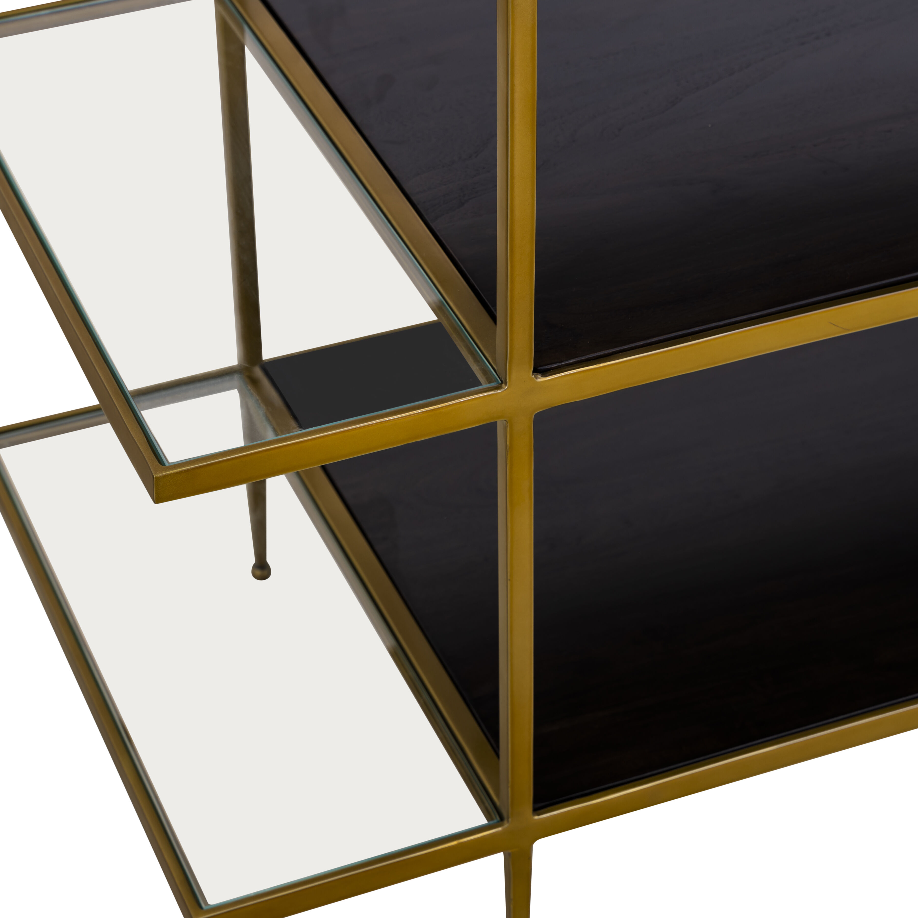 Carrick 60 X 18 inch Dark Brown with Brass and Clear Console Table