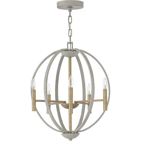 Euclid 6 Light 21.25 inch Cement Gray with Brushed Gold Indoor Chandelier Ceiling Light