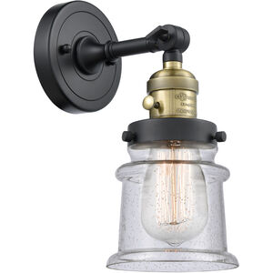 Franklin Restoration Small Canton 1 Light 7 inch Black Antique Brass Sconce Wall Light in Seedy Glass, Franklin Restoration