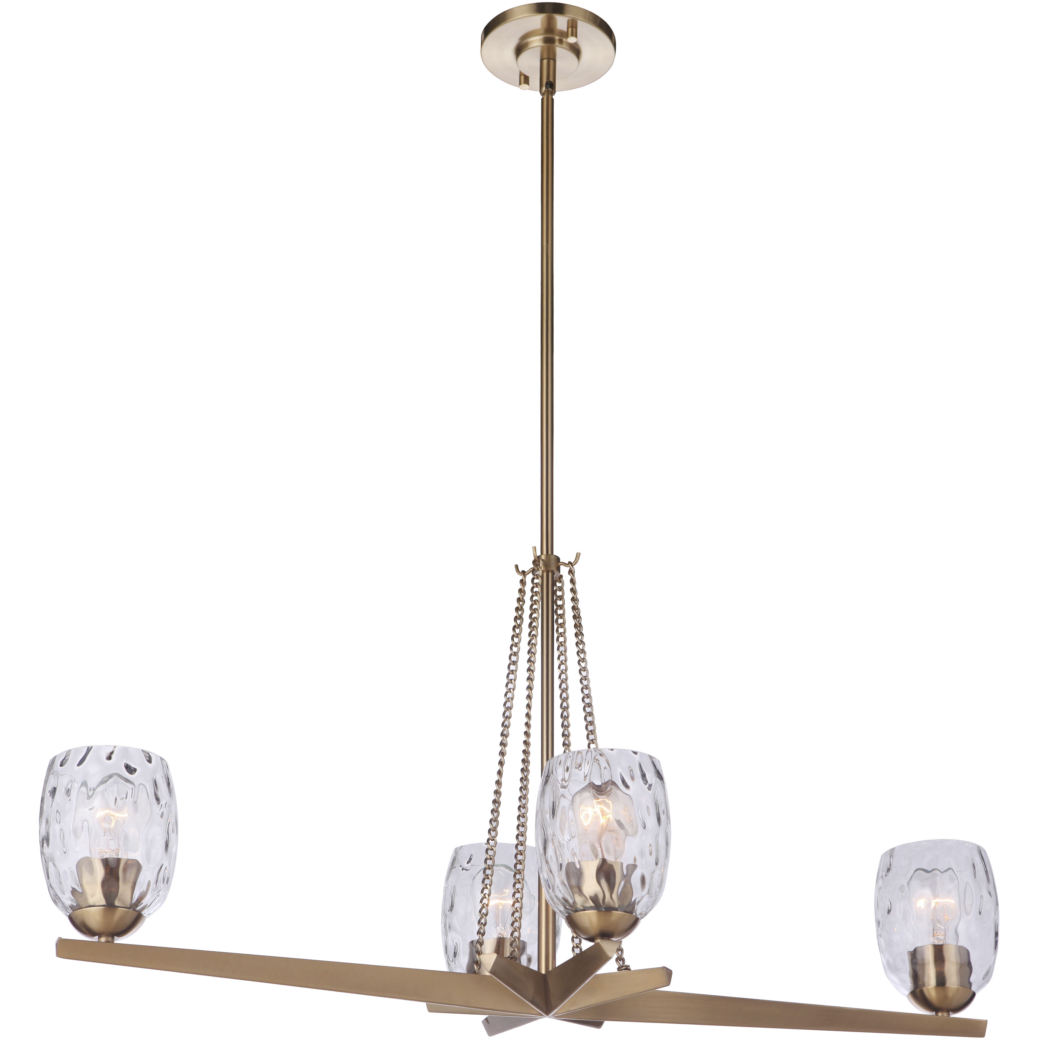 Guiding Star 4 Light 33 inch Satin Brass Linear Chandelier Ceiling Light
