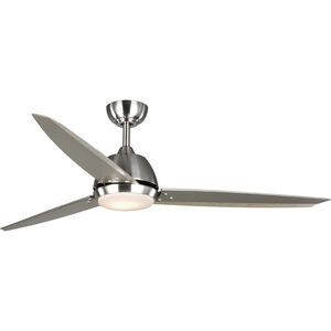 Ripley 60 inch Brushed Nickel with Silver Blades Ceiling Fan, Progress LED