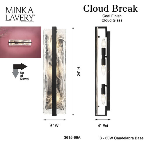 Cloud Break 3 Light 6 inch Coal ADA Wall Sconce Wall Light
