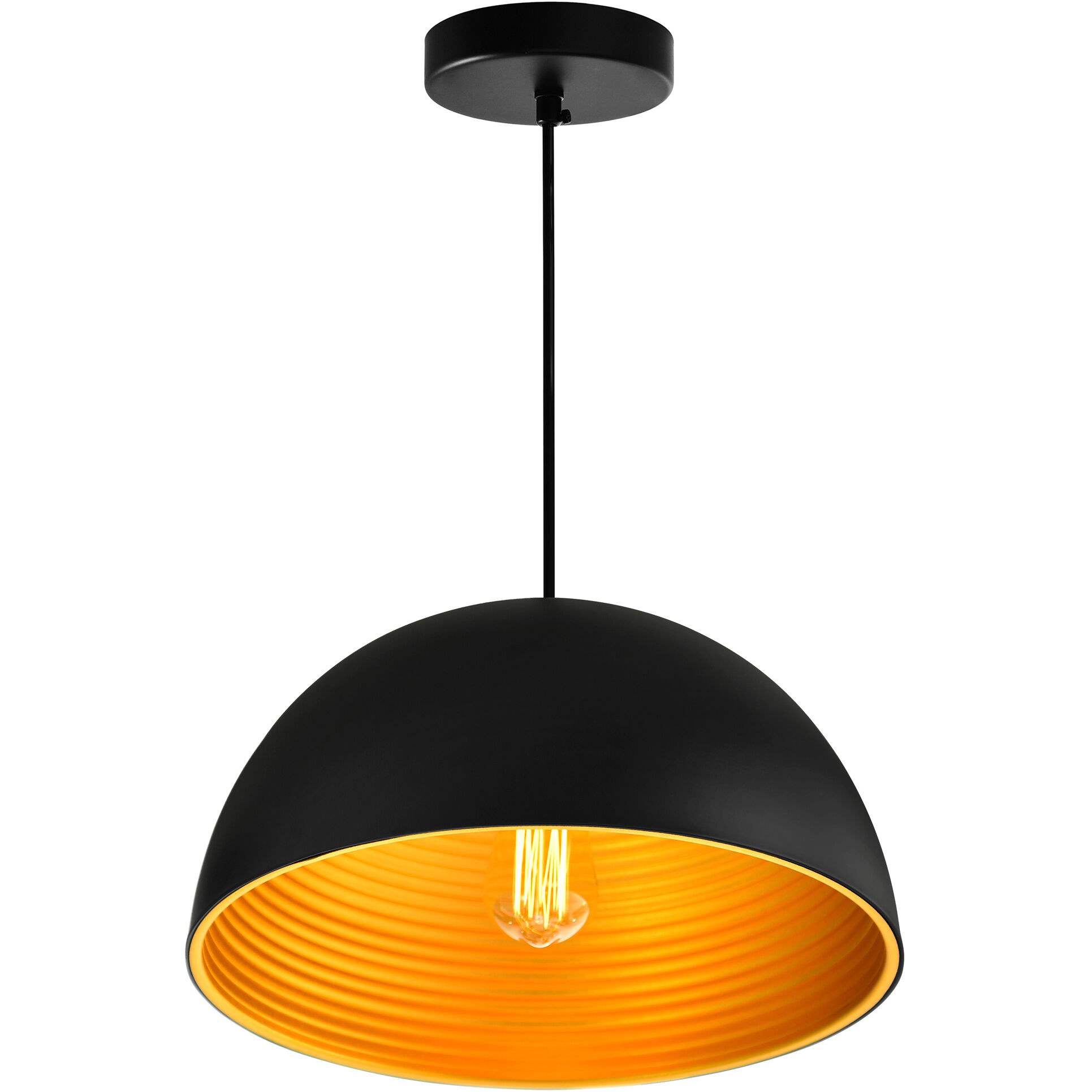 Modest 1 Light 16 inch Black Down Pendant Ceiling Light