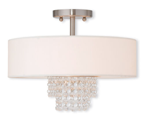 Carlisle 3 Light 15 inch Brushed Nickel Semi-Flush Mount Ceiling Light