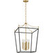 kate spade new york Carlyle 3 Light 13.75 inch Midnight Black / Burnished Brass Lantern Pendant Ceiling Light