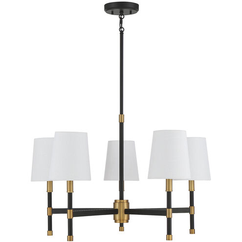 Brody 5 Light 28 inch Black with Warm Brass Accents Chandelier Ceiling Light, Essentials