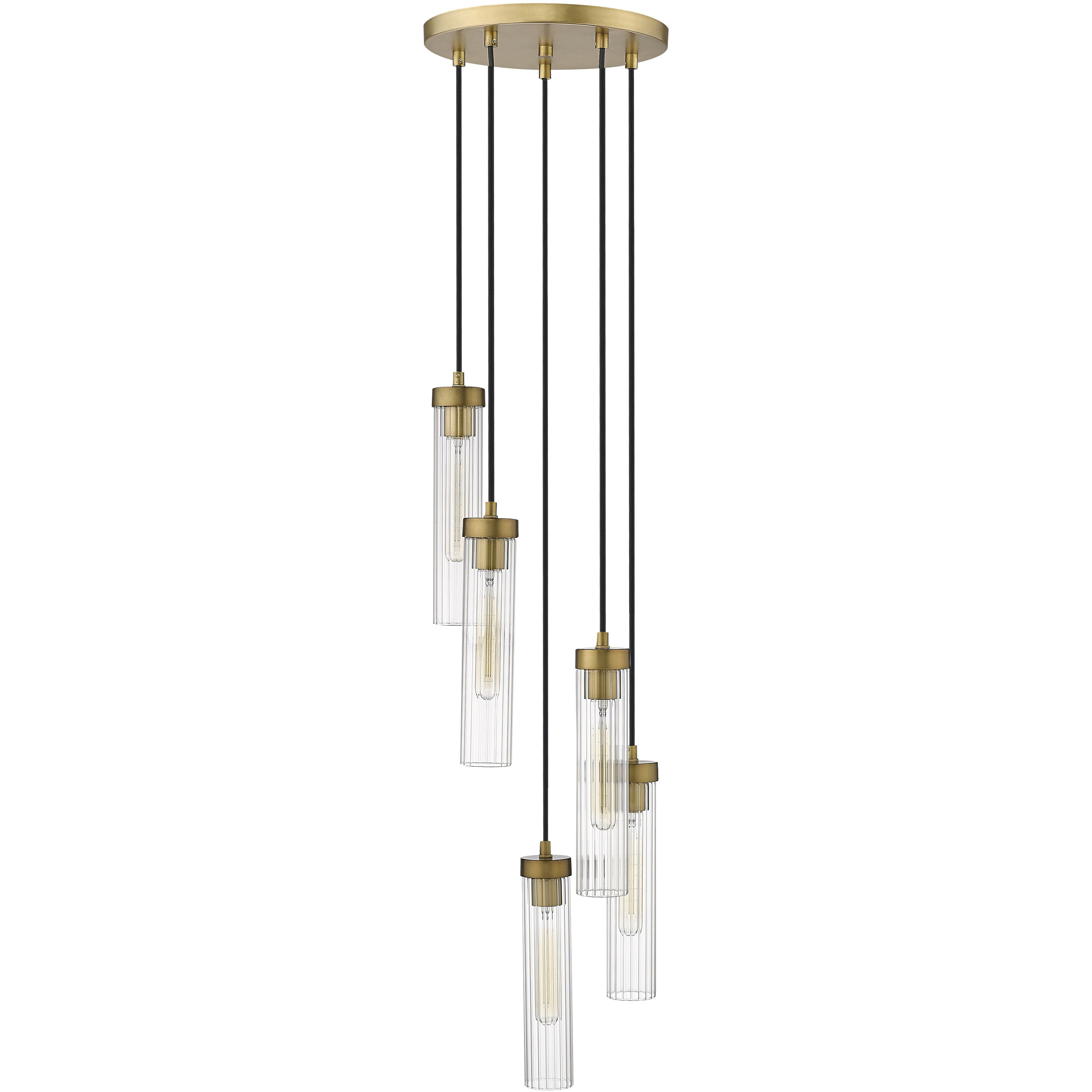 Beau 5 Light 12 inch Rubbed Brass Chandelier Ceiling Light