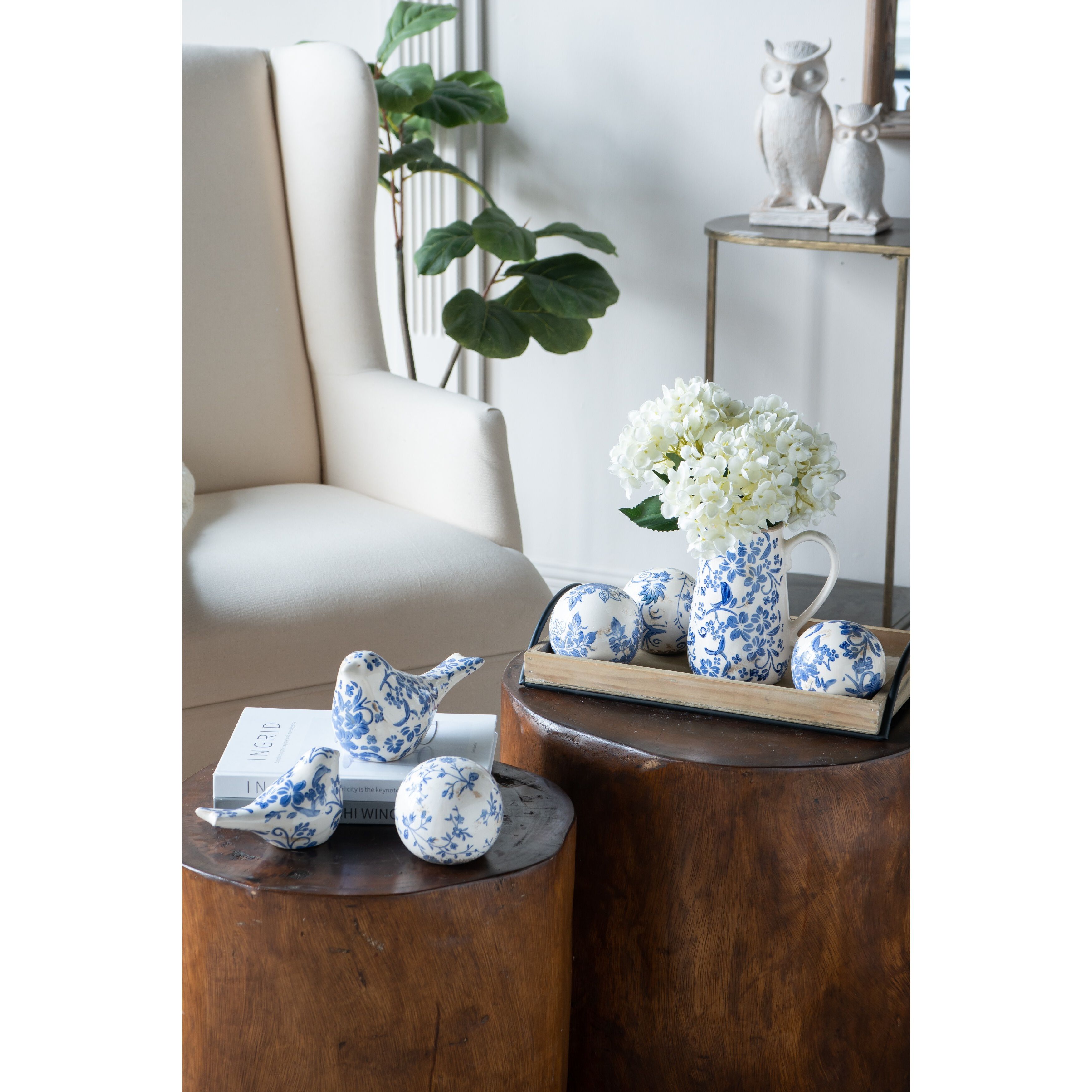 Flower Blue and White Pitcher