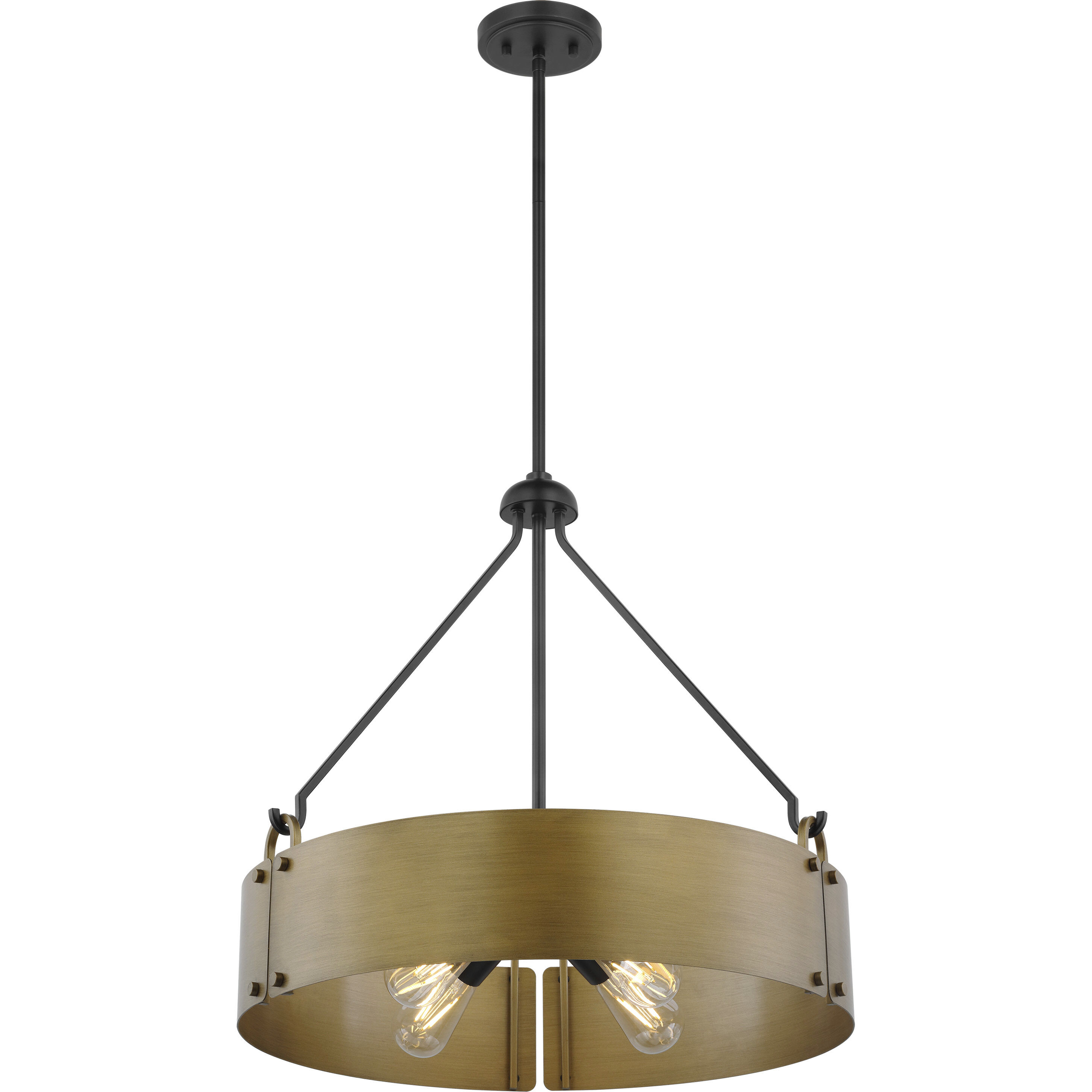 Halter 4 Light 22.63 inch Matte Black and Natural Brass Pendant Ceiling Light