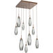 Aalto LED 27.1 inch Burnished Bronze Chandelier Ceiling Light in 3000K LED, Optic Rib Smoke, Square Multi-Port