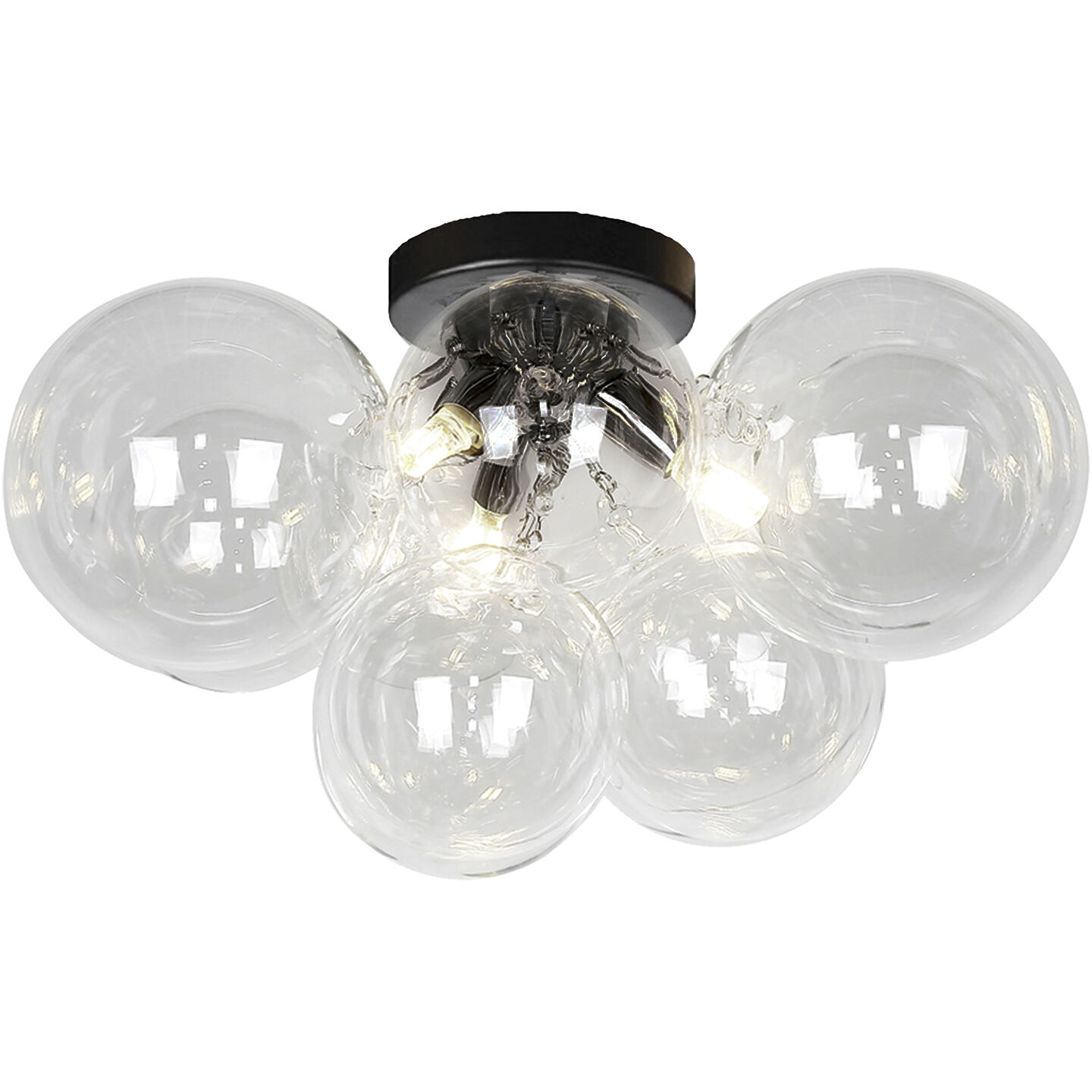 Comet 3 Light 14.25 inch Clear with Matte Black Flush Mount Ceiling Light