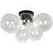 Comet 3 Light 14.25 inch Clear with Matte Black Flush Mount Ceiling Light