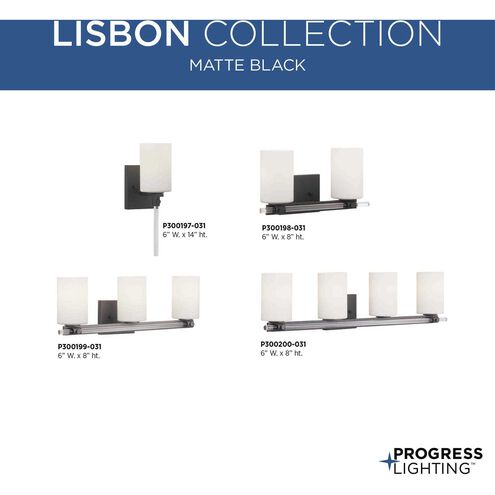 Lisbon 3 Light 24 inch Matte Black Bath Vanity Wall Light, Design Series