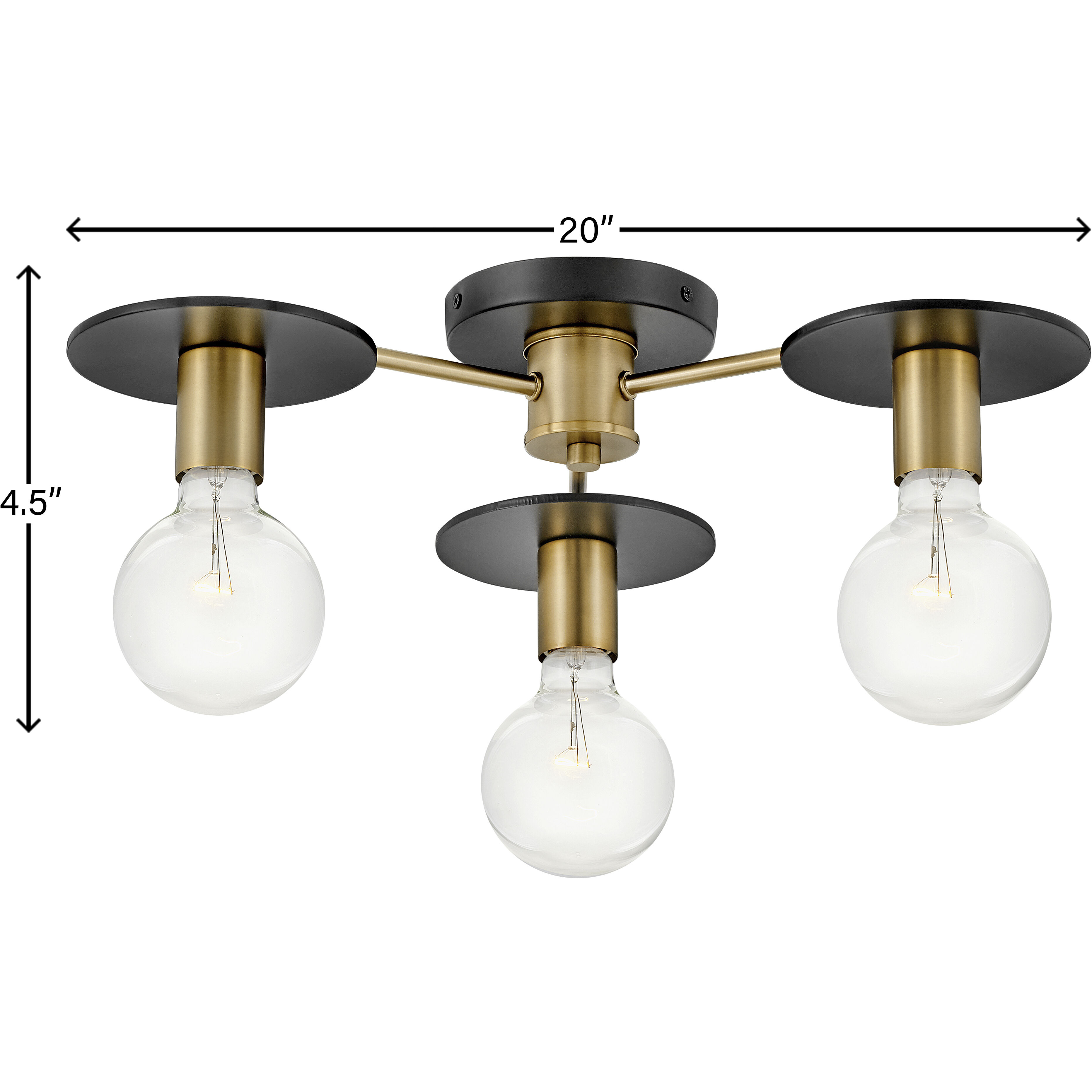 Bobbie LED 20 inch Lacquered Brass Chandelier Ceiling Light, Semi-Flush Mount