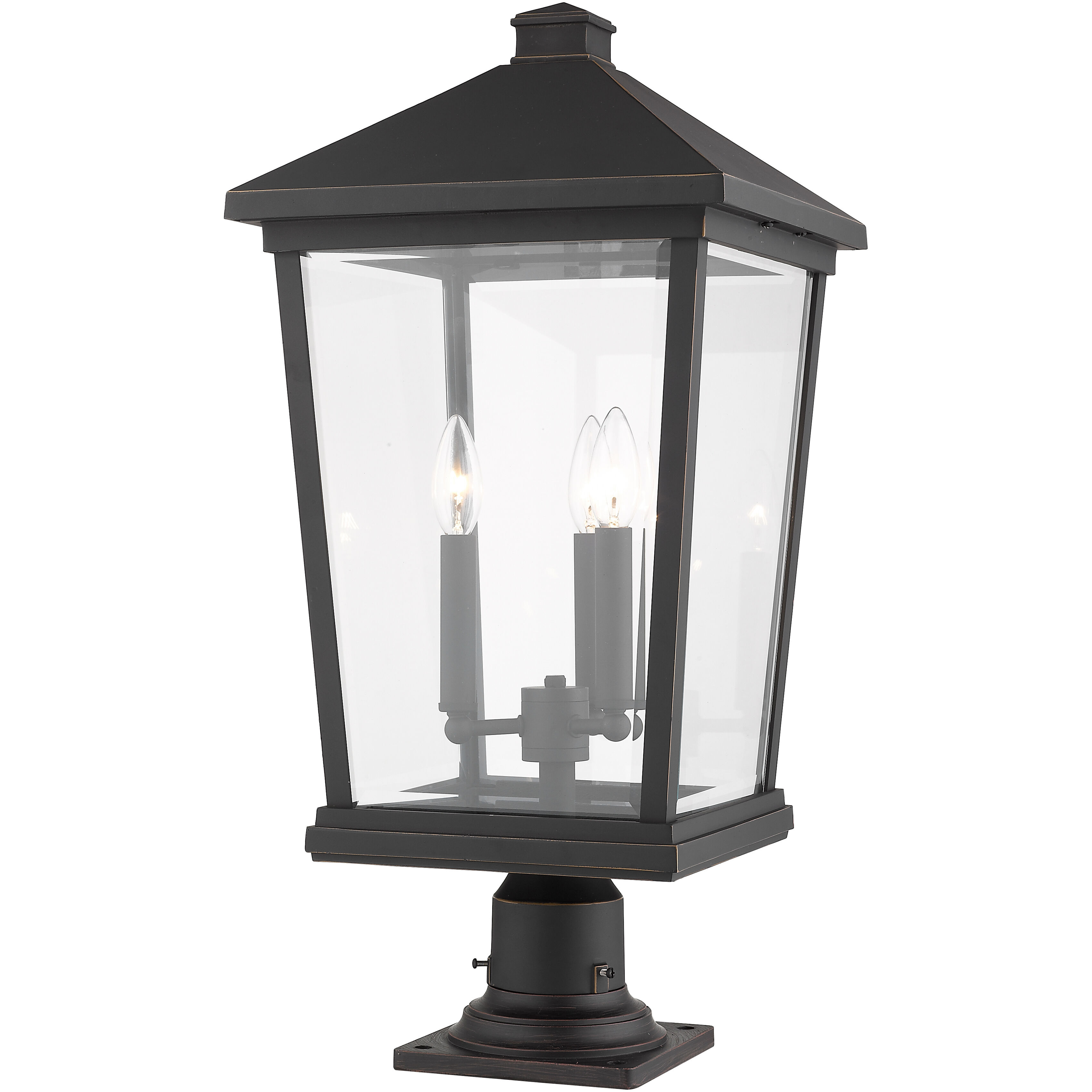Beacon 3 Light 25.5 inch Oil Rubbed Bronze Outdoor Pier Mounted Fixture in 15.25