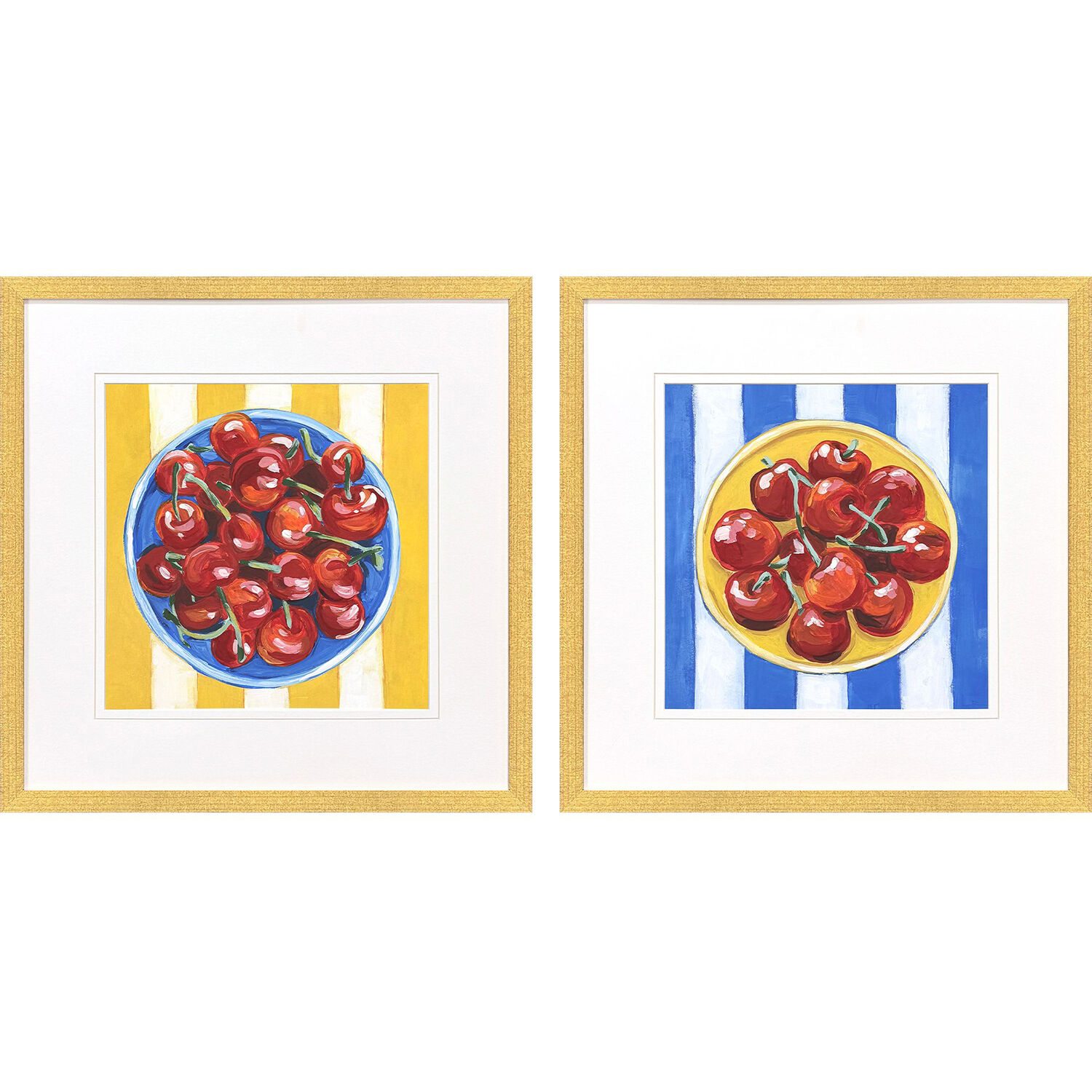 Table Cherries Multi and Red and Blue and Yellow Framed Art